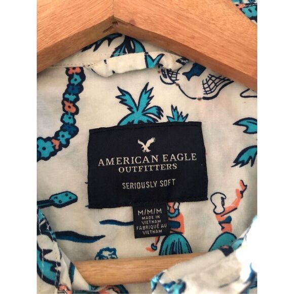 American Eagle Outfitter Aloha Hawaii Button Down Shirt SZ M - Picture 8 of 9